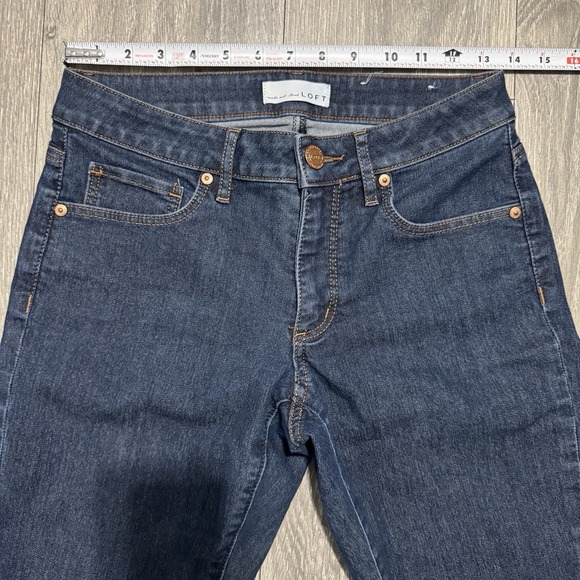 Loft Women Curvy Skinny Slim Pockets Blue Denim Jeans Pants Size 26 2 Cotton - Picture 11 of 12